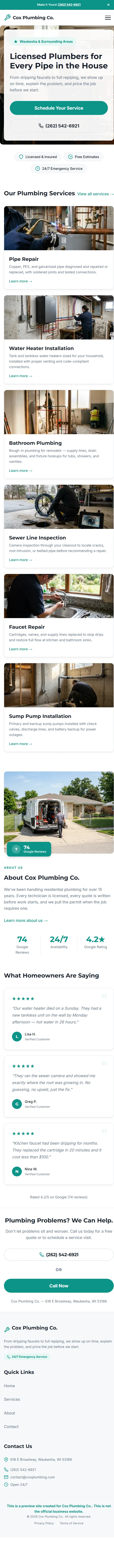 Mobile website scrolling through a carpenters site
